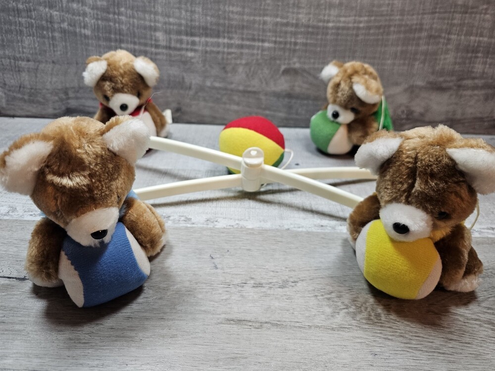 Baby Vintage Plush Nursery PANSY ELLEN Beach Ball Teddy Bears Stuffed Animal 80s